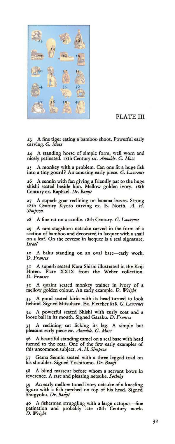 22 to 40 Ivory Netsuke Descriptions.