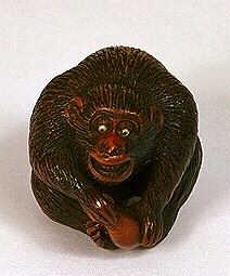 Wood Monkey Netsuke