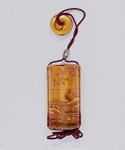 Reverse: Ho-ho bird inro with kagamibuta