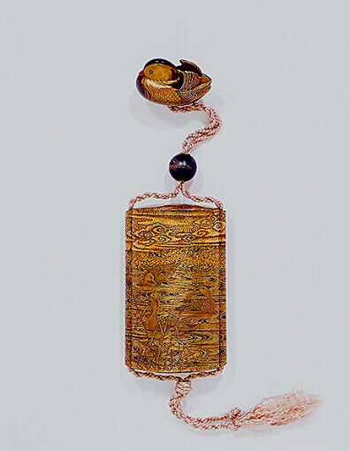 Ducks Inro with a lacquer netsuke