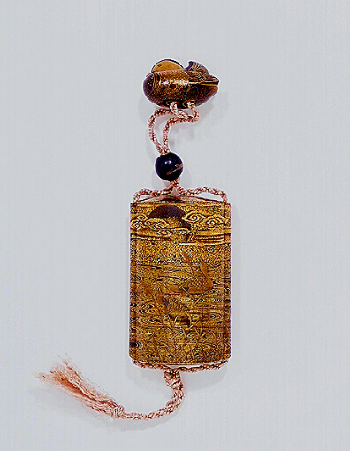 Ducks Inro with a lacquer netsuke