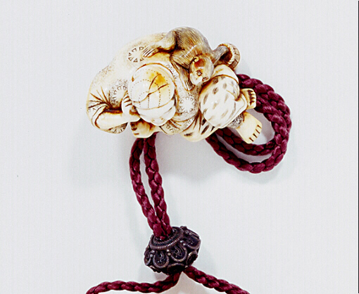 Monkey Trainer Ivory Netsuke