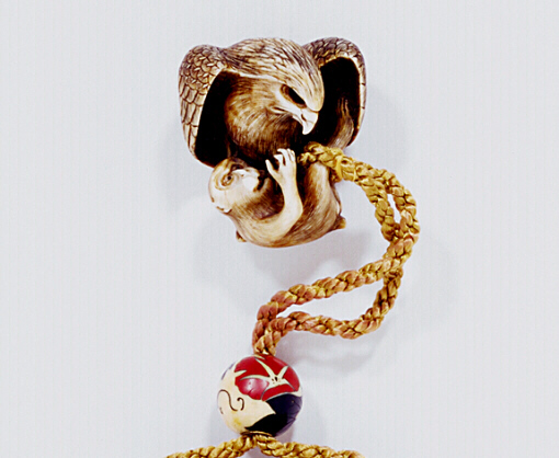 Ivory Eagle Clawing a Monkey Netsuke