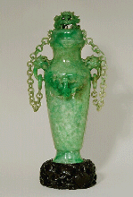 Chinese Green Jadeite Double Chain Vase